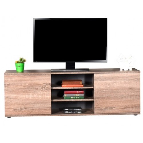 ΕΠΙΠΛΟ TV ΜΕ ΔΥΟ ΠΟΡΤΕΣ  ΚΑΙ ΤΡΙΑ ΡΑΦΙΑ 140x35x48 εκ LATTE
