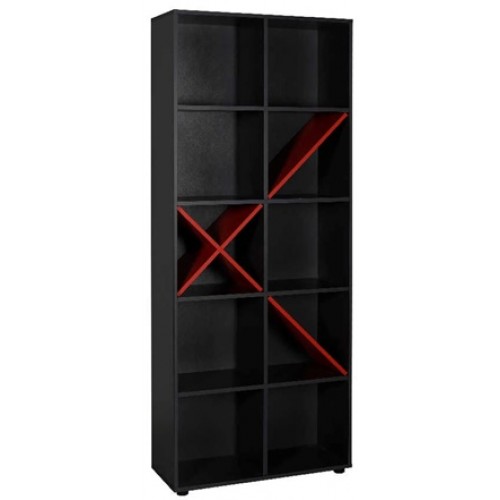 ΡΑΦΙΕΡΑ ΔΕΚΑ ΘΕΣΕΩΝ 75x30x188 εκ ANTHRACITE/RED