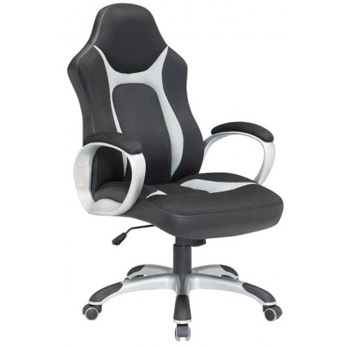 Velco Pro Systems ΚΑΡΕΚΛΑ ΓΡΑΦΕΙΟΥ  GAMING ΜΑΥΡΗ-ΓΚΡΙ- ΔΙΑΣΤΑΣΕΙΣ: 64x62x110/118cm -ΕΠΙΦΑΝΕΙΑ PU+PVC
