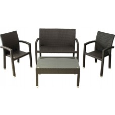Velco ΣΑΛΟΝΙ RATTAN 4 ΤΕΜΑΧΙΩΝ ΚΑΦΕ ΔΥΟ ΤΟΝΩΝ ΜΕ ΣΚΕΛΕΤΟ ΑΛΟΥΜΙΝΙΟΥ