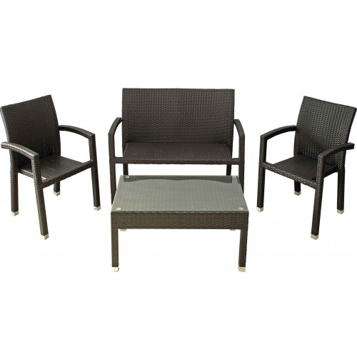 Velco ΣΑΛΟΝΙ RATTAN 4 ΤΕΜΑΧΙΩΝ ΚΑΦΕ ΔΥΟ ΤΟΝΩΝ ΜΕ ΣΚΕΛΕΤΟ ΑΛΟΥΜΙΝΙΟΥ