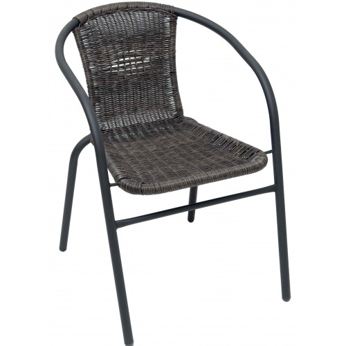 Velco ΚΑΡΕΚΛΑ ΜΕΤΑΛΛΙΚΗ ΑΝΘΡΑΚΙ ME ΓΚΡΙ 2 ΤΟΝΩΝ WICKER ΜΕ ΜΠΡΑΤΣΑ- ΔΙΑΣΤΑΣΕΙΣ: W53xD60xH42/72cm